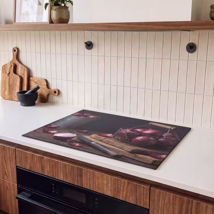 Inductie beschermer en spatscherm (2in1) - Ui - Eten - Rustiek — 3