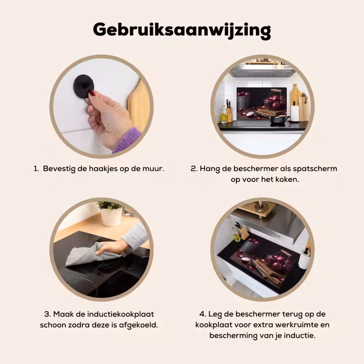 Inductie beschermer en spatscherm (2in1) - Ui - Eten - Rustiek — 6