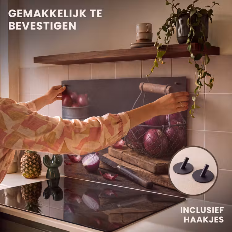 Inductie beschermer en spatscherm (2in1) - Ui - Eten - Rustiek — 7