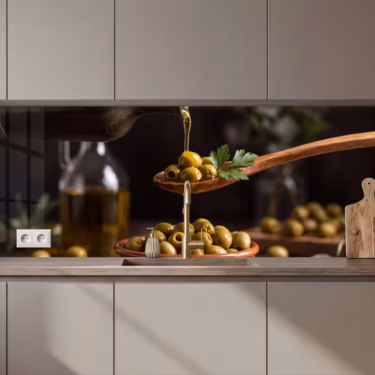 Keuken achterwand - Olijven - Olijfolie - Eten — 1