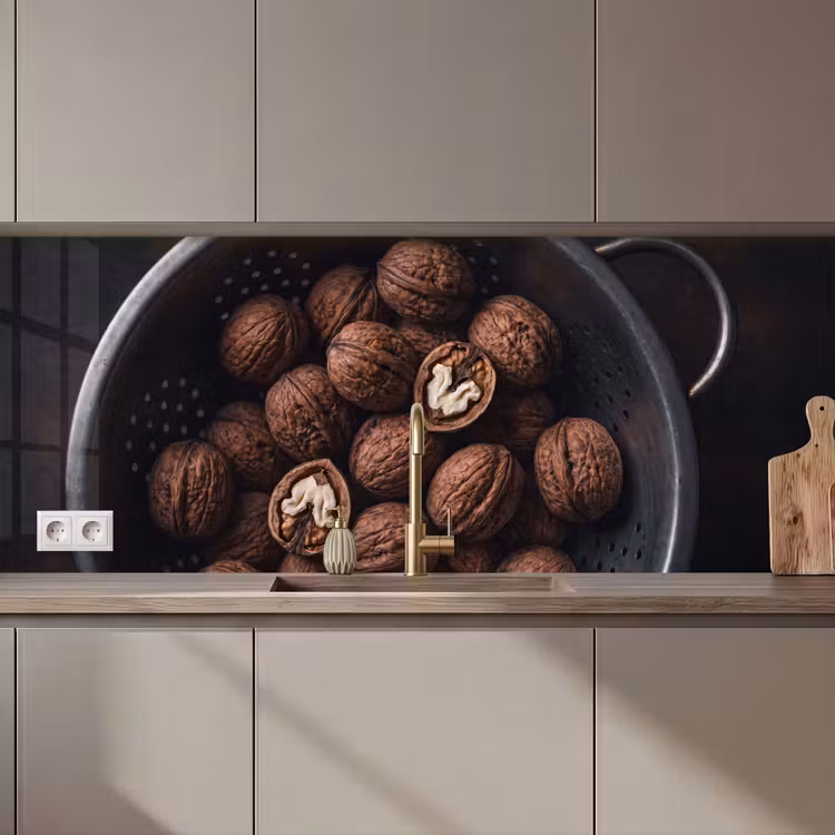 Keuken achterwand - Walnoot - Eten - Donker — 1