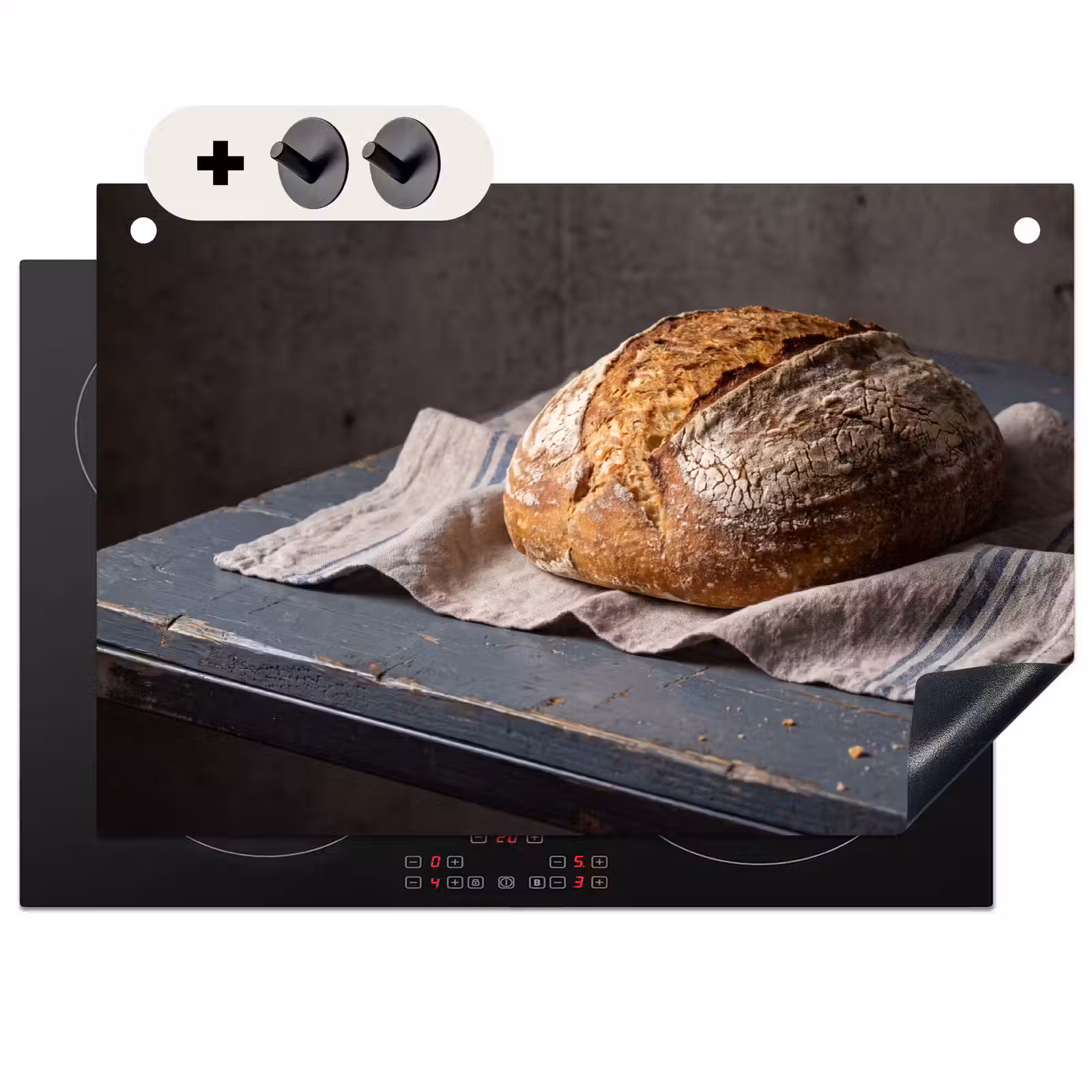 Inductie beschermer en spatscherm (2in1) - Brood - Rustiek - Eten — 1