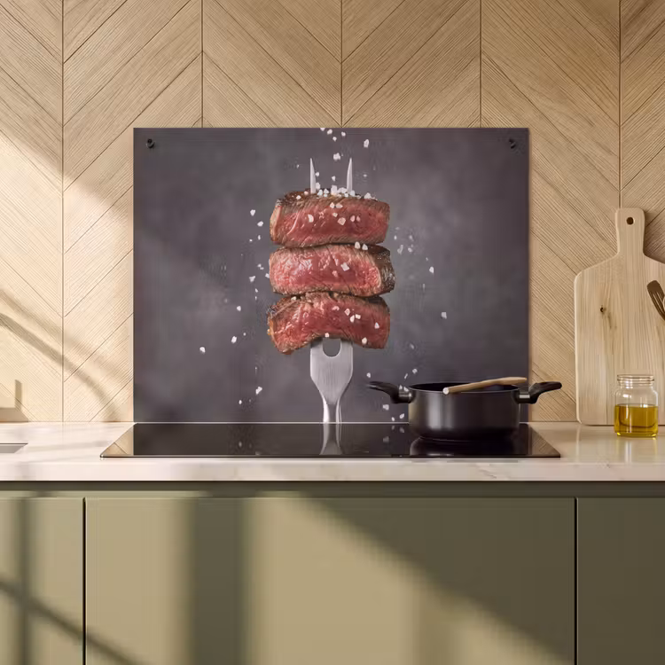 Inductie beschermer en spatscherm (2in1) - Eten - Vlees - Zout — 2