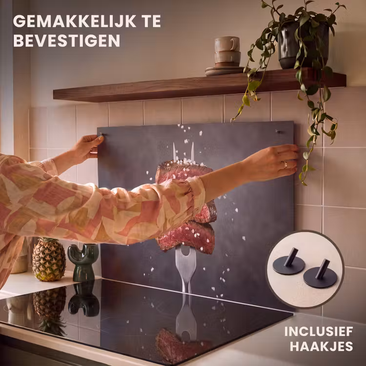 Inductie beschermer en spatscherm (2in1) - Eten - Vlees - Zout — 7