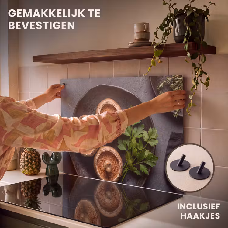 Inductie beschermer en spatscherm (2in1) - Paddestoelen - Kruiden - Eten — 7