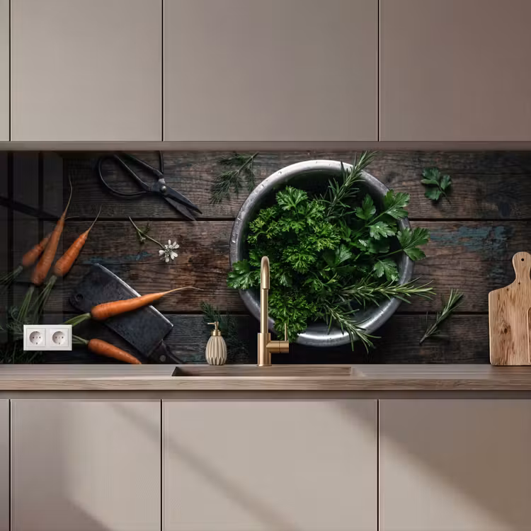 Keuken achterwand - Groenten - Hout - Eten — 1
