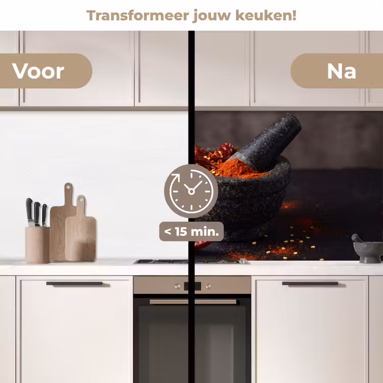 Keuken achterwand - Specerijen - Vijzel - Rood — 2
