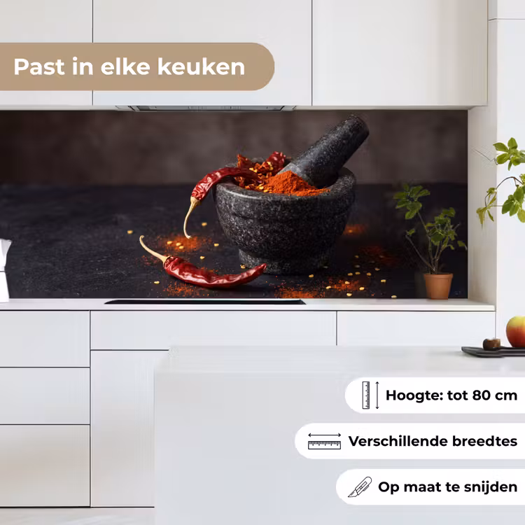 Keuken achterwand - Specerijen - Vijzel - Rood — 4