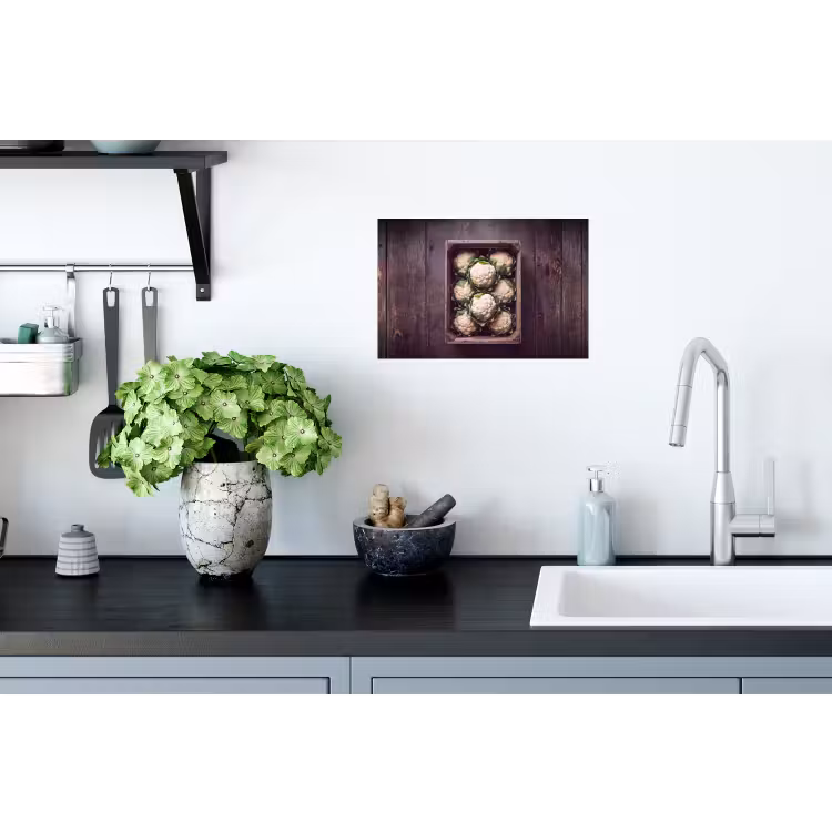 Muursticker - Bloemkool - Houten kist — 2