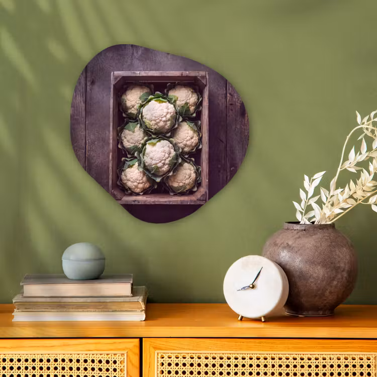 Organisch schilderij - Forex - Bloemkool - Houten kist — 2