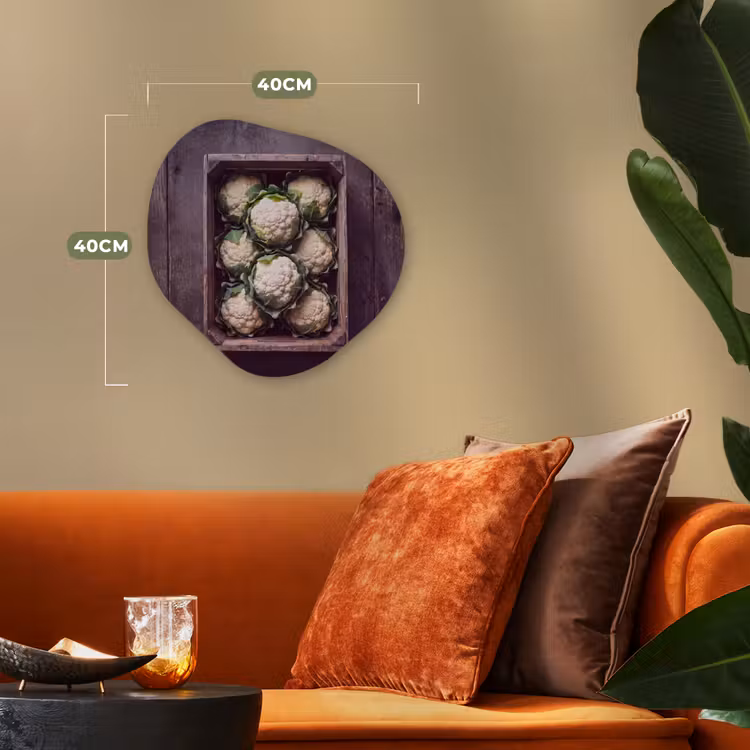 Organisch schilderij - Forex - Bloemkool - Houten kist — 4