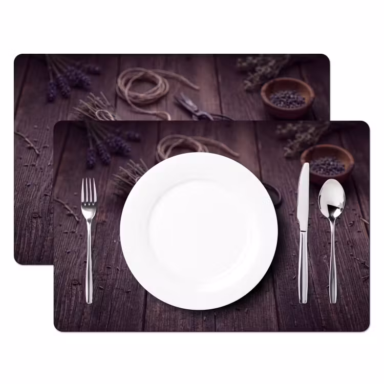 Placemat - 6 stuks - Bloemen - Rustiek - Paars — 2