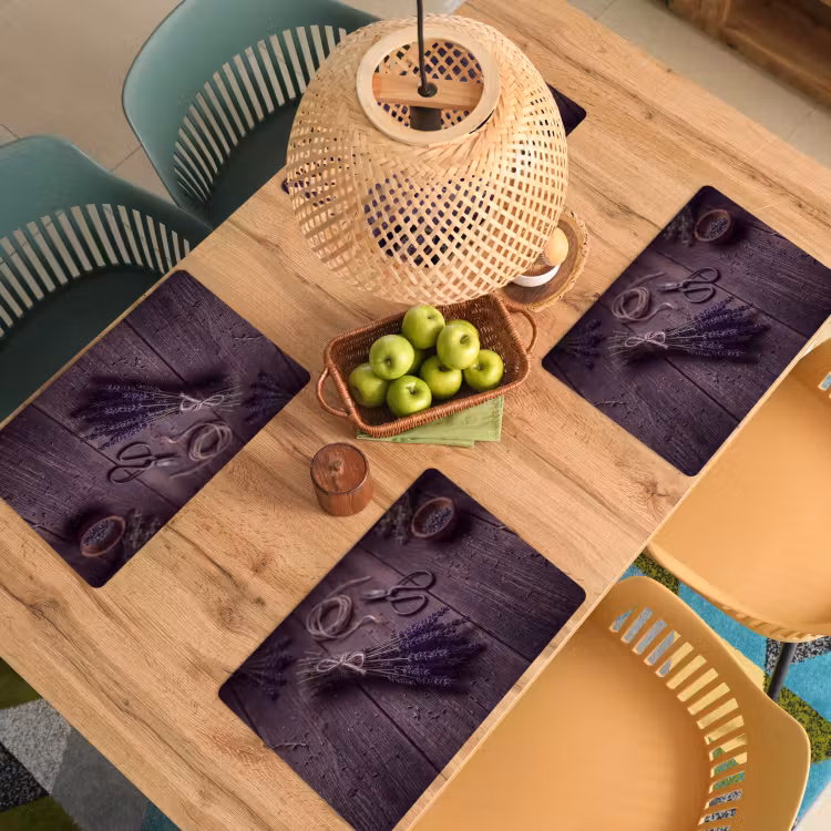 Placemat - 6 stuks - Bloemen - Rustiek - Paars — 6