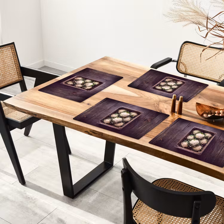 Placemat - 6 stuks - Bloemkool - Houten kist — 5