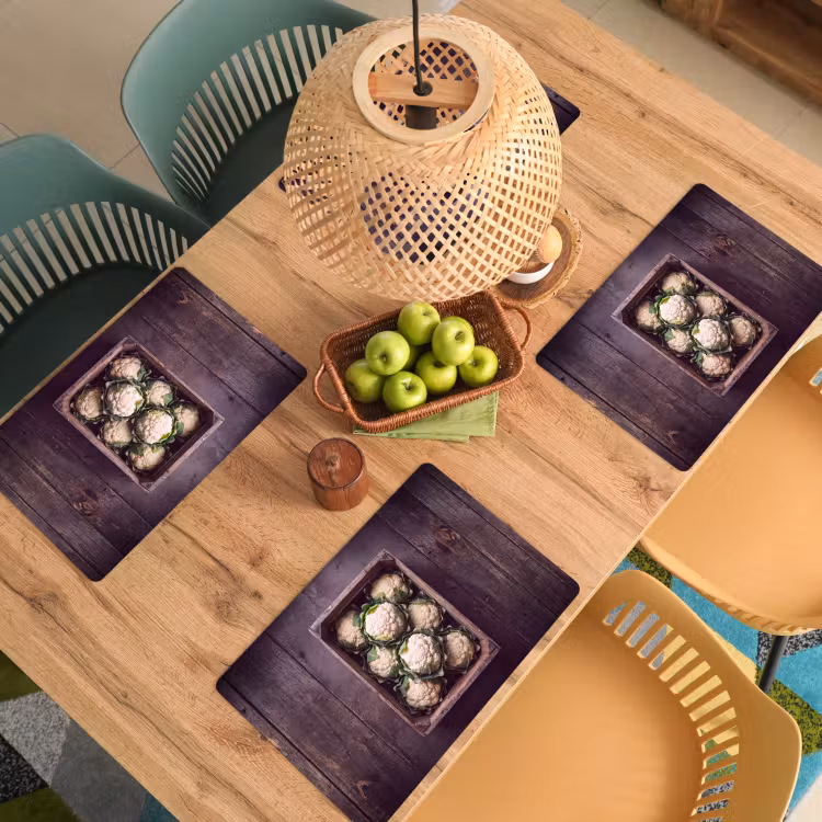 Placemat - 6 stuks - Bloemkool - Houten kist — 6