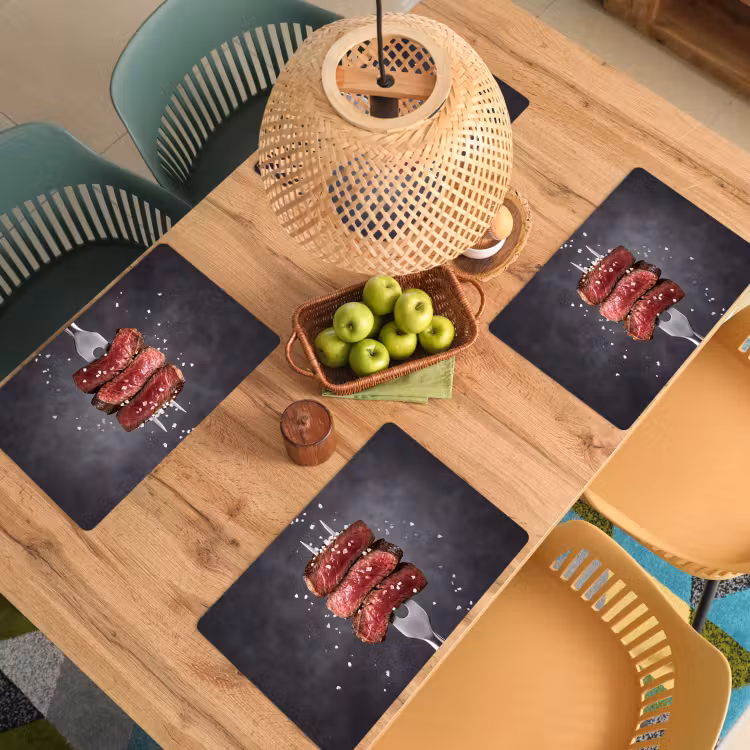 Placemat - 6 stuks - Eten - Vlees - Zout — 6