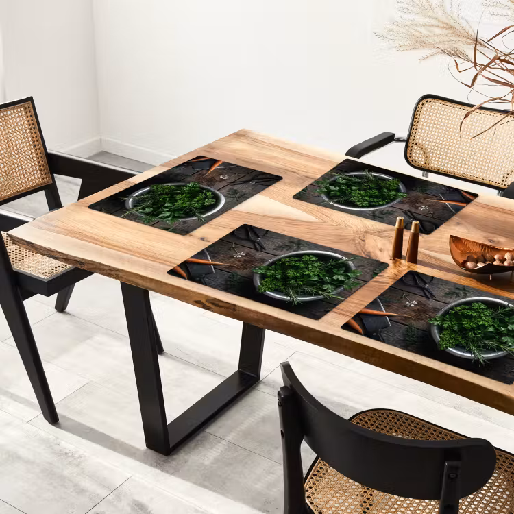Placemat - 6 stuks - Groenten - Hout - Eten — 5