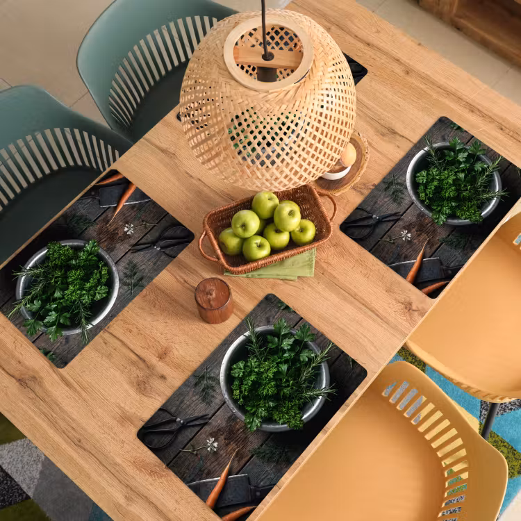Placemat - 6 stuks - Groenten - Hout - Eten — 6