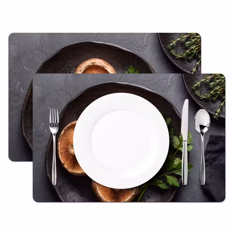 Placemat - 6 stuks - Paddestoelen - Kruiden - Eten — 2