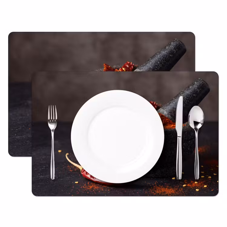 Placemat - 6 stuks - Specerijen - Vijzel - Rood — 2