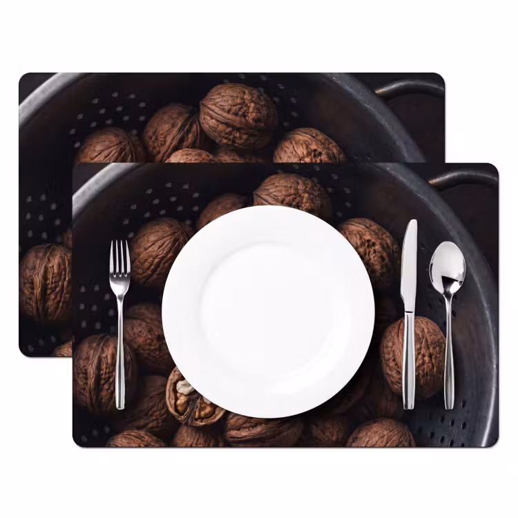 Placemat - 6 stuks - Walnoot - Eten - Donker — 2