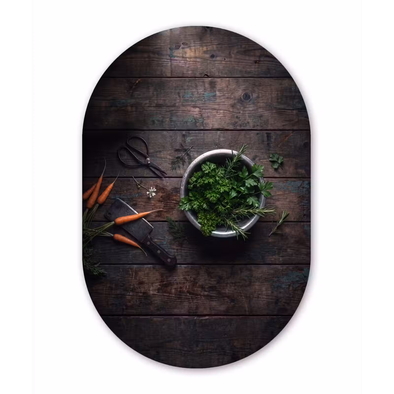 Muurovaal - Glas - Groenten - Hout - Eten — 1