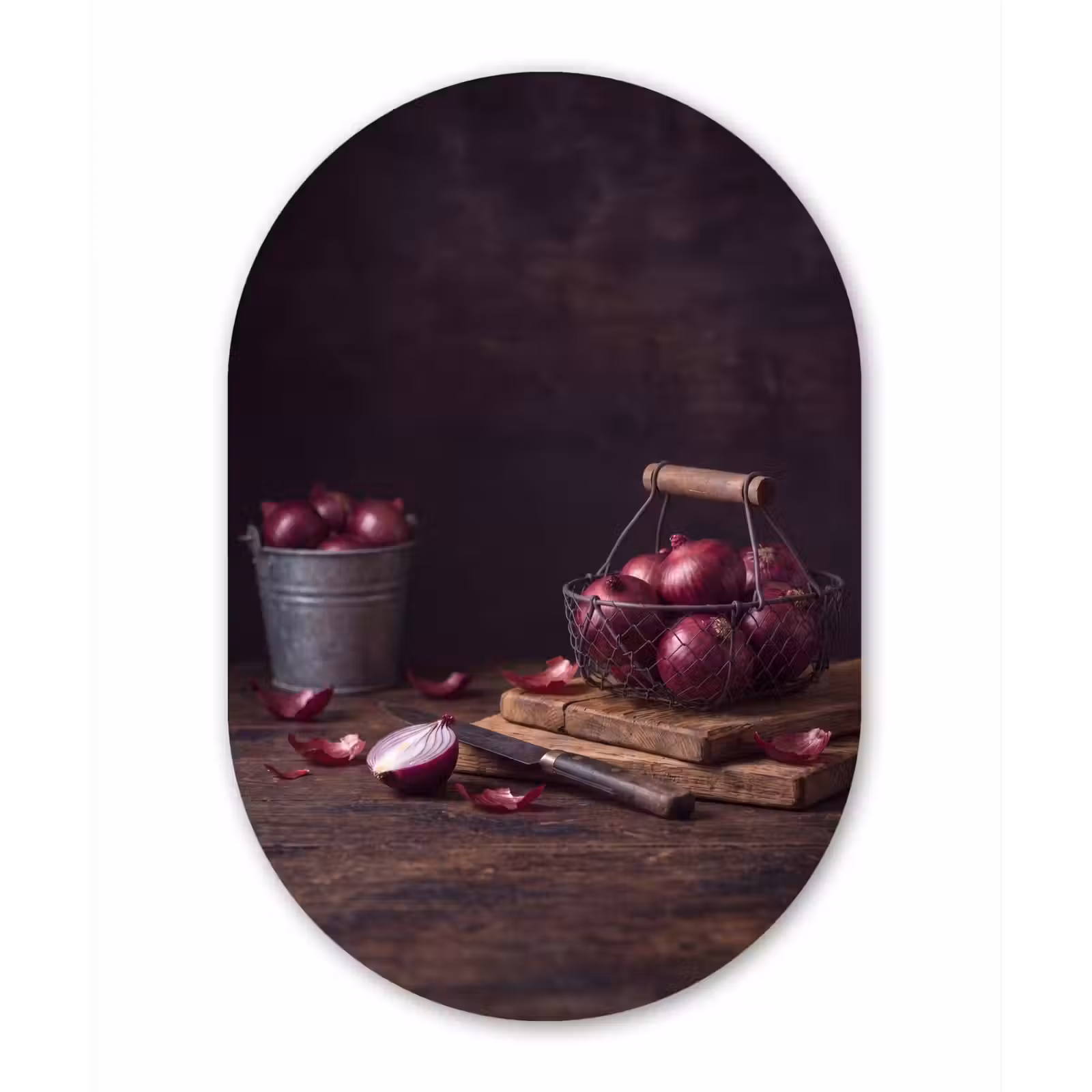 Muurovaal - Glas - Ui - Eten - Rustiek — 1