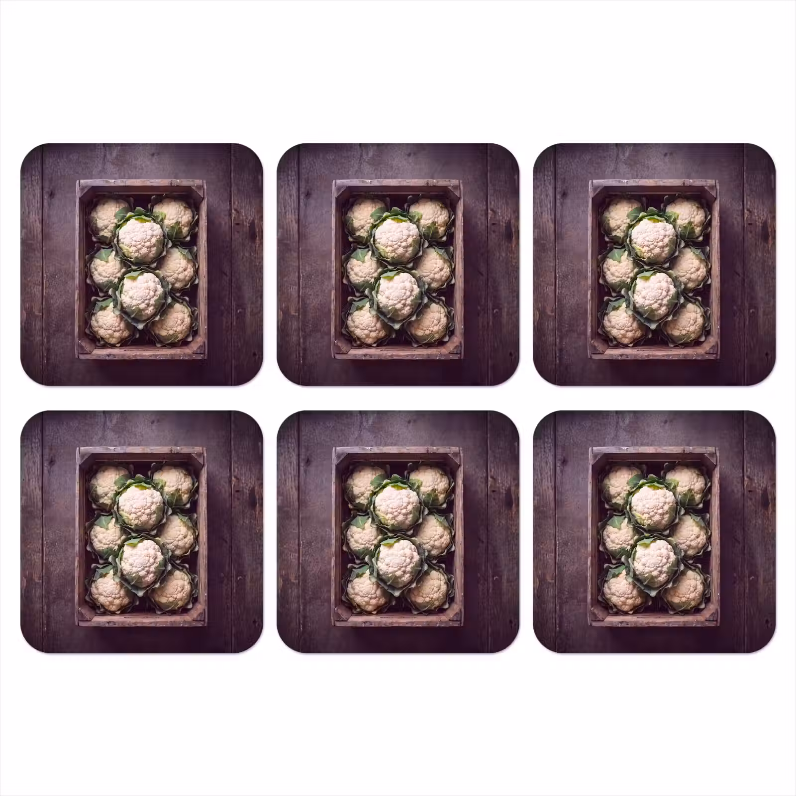 Onderzetter - Bloemkool - Houten kist — 1