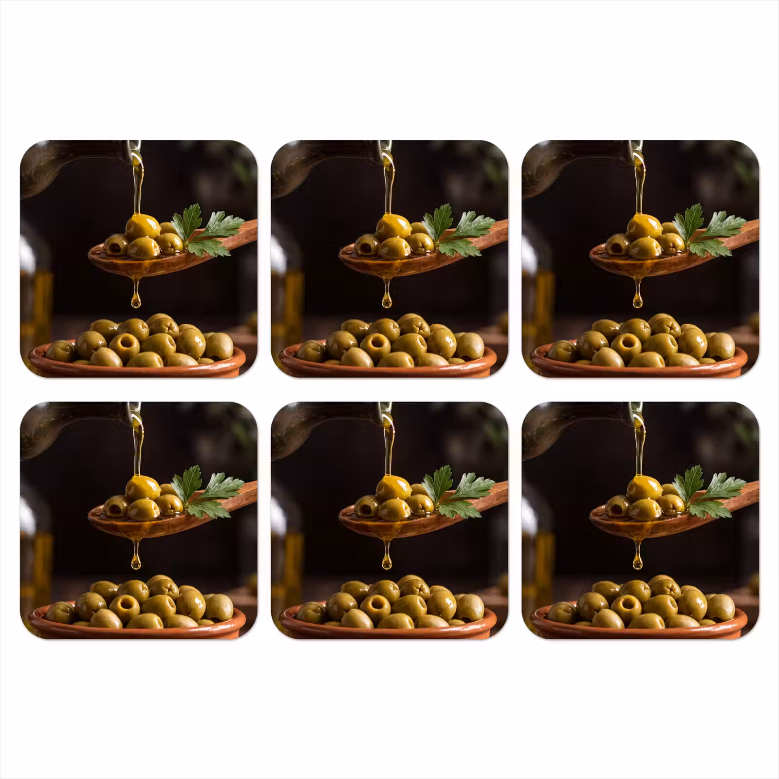 Onderzetter - Olijven - Olijfolie - Eten — 1