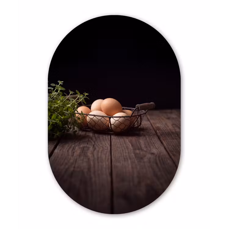 Muurovaal - Glas - Eieren - Mand - Eten — 1