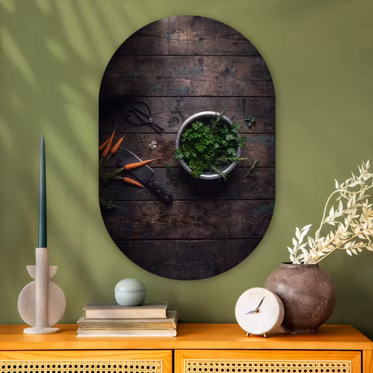 Muurovaal - Glas - Groenten - Hout - Eten — 2