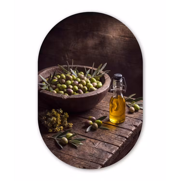 Muurovaal - Glas - Olijven - Eten - Rustiek — 1