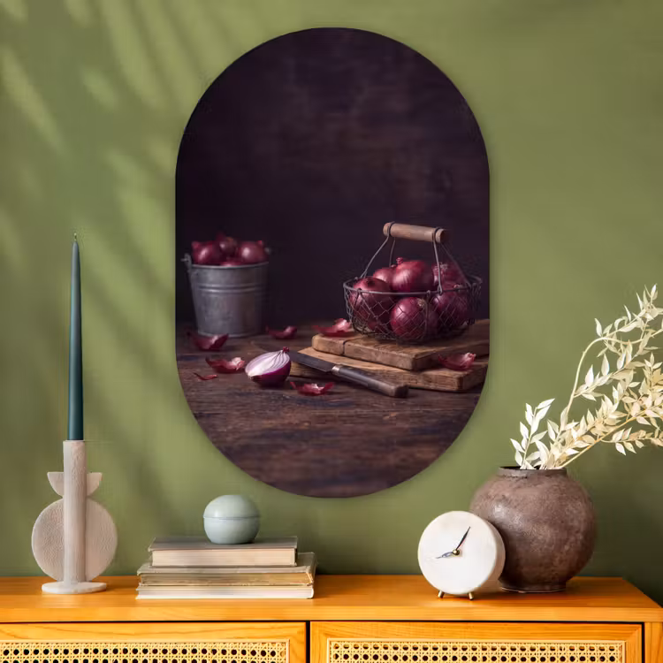 Muurovaal - Glas - Ui - Eten - Rustiek — 2