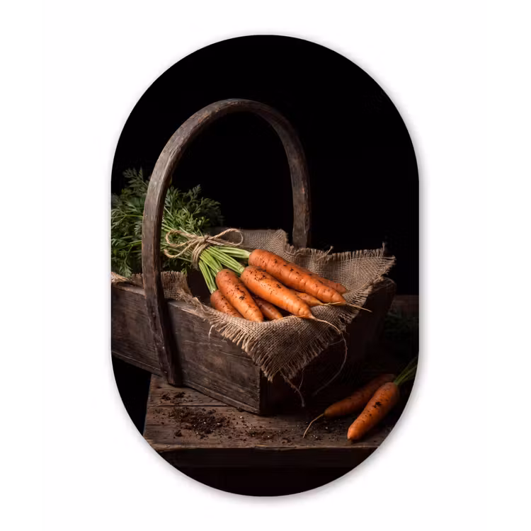 Muurovaal - Glas - Wortels - Mand - Eten — 1