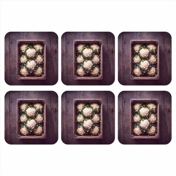 Onderzetter - Bloemkool - Houten kist — 1
