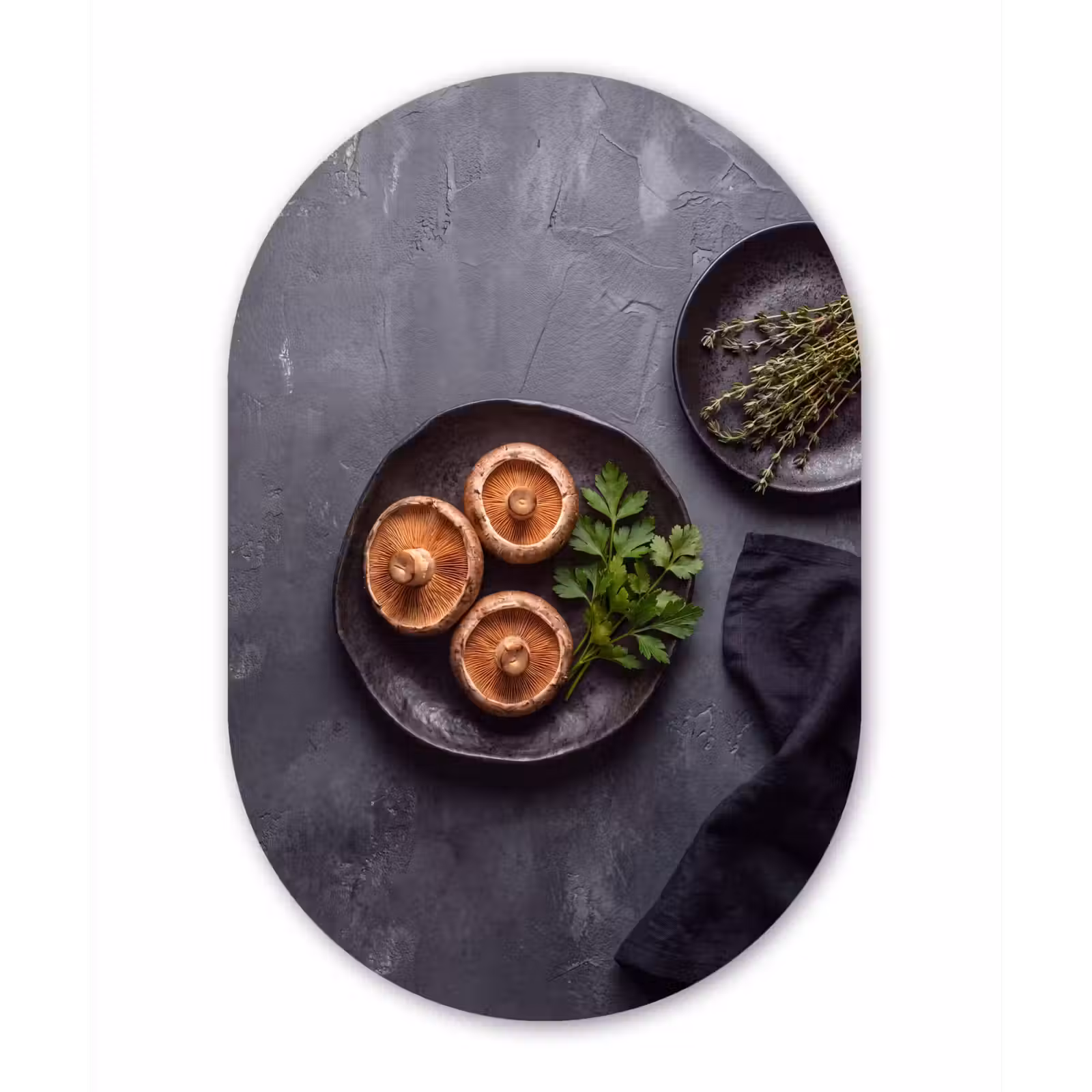 Muurovaal - Glas - Paddestoelen - Kruiden - Eten — 1