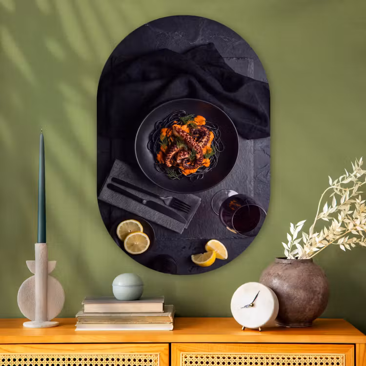 Muurovaal - Glas - Eten - Octopus - Modern — 2