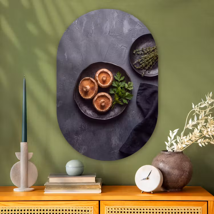 Muurovaal - Glas - Paddestoelen - Kruiden - Eten — 2
