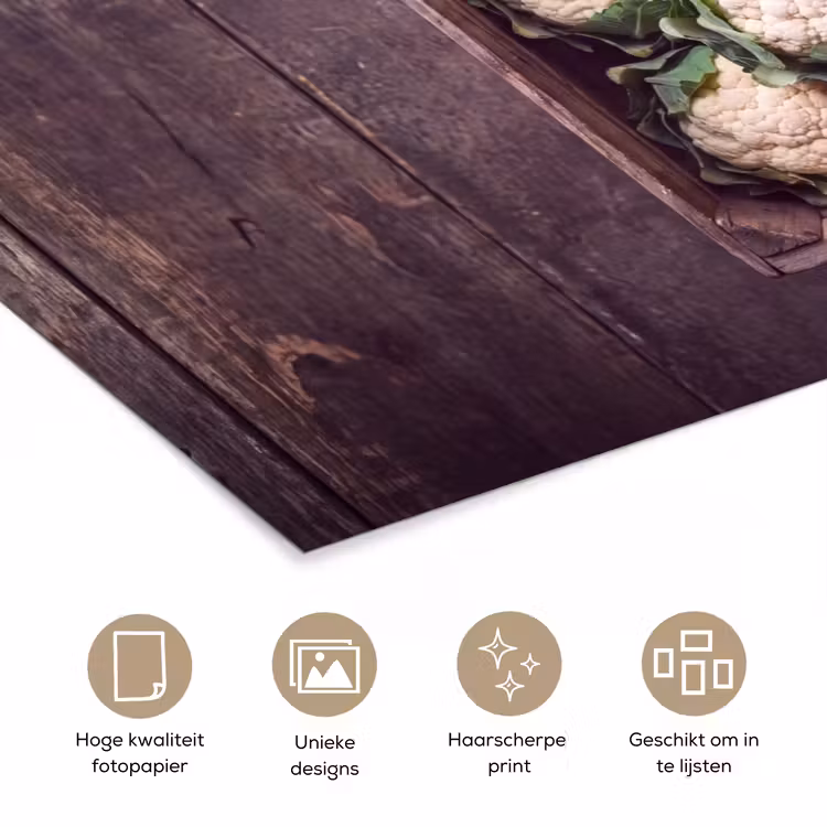 Poster - Bloemkool - Houten kist — 5