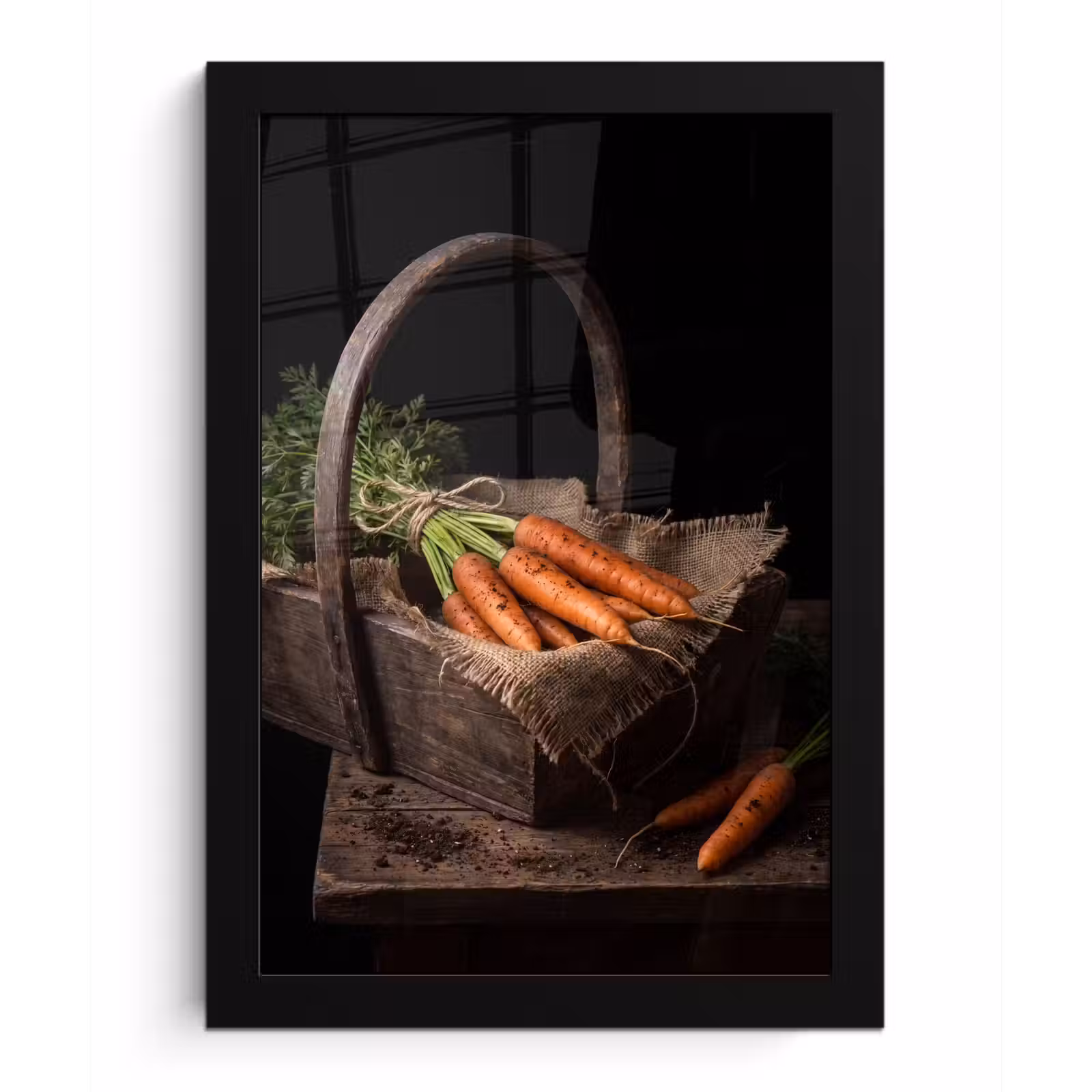 Poster met lijst - Wortels - Mand - Eten — 1