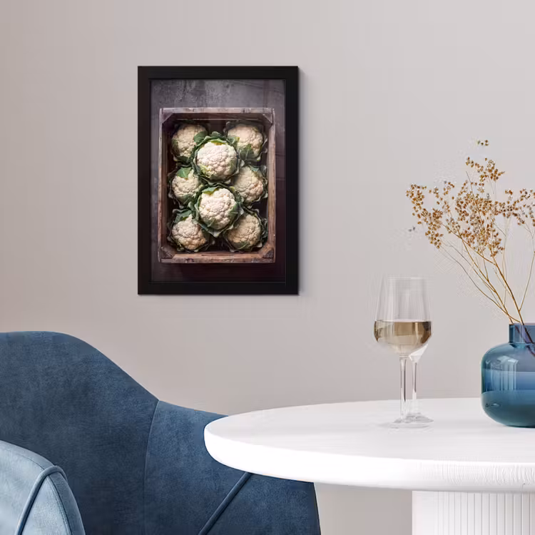 Poster met lijst - Bloemkool - Houten kist — 4
