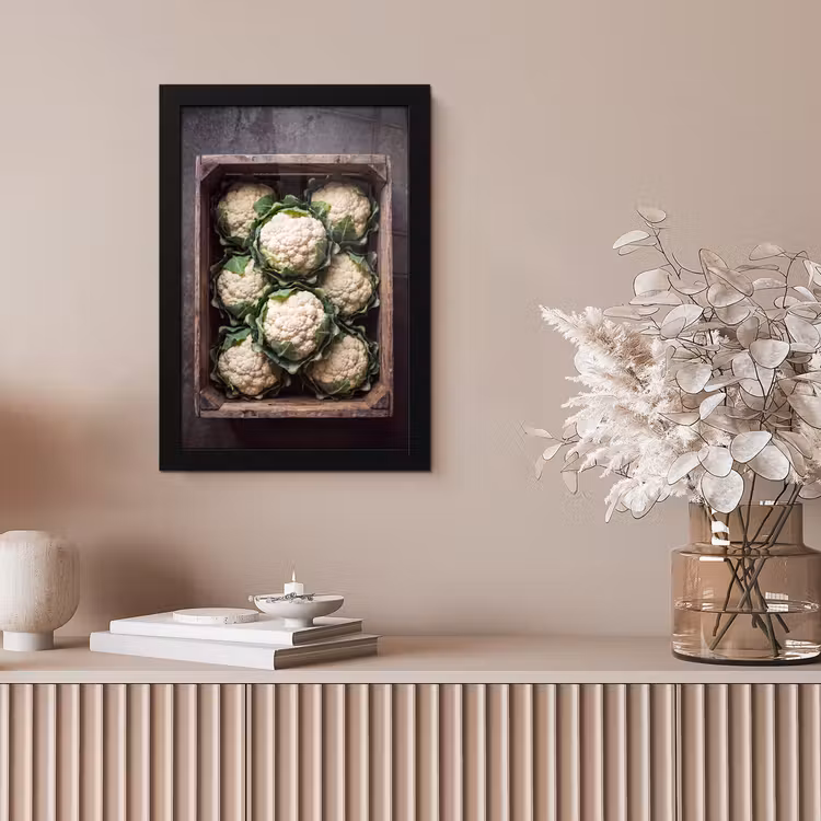 Poster met lijst - Bloemkool - Houten kist — 5