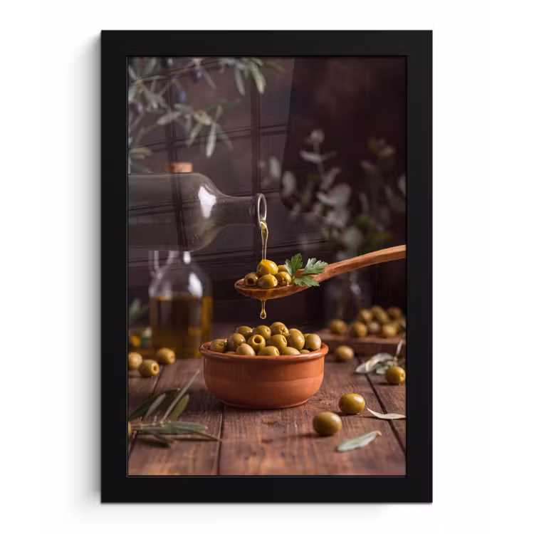 Poster met lijst - Olijven - Olijfolie - Eten — 1