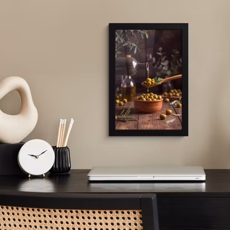 Poster met lijst - Olijven - Olijfolie - Eten — 2