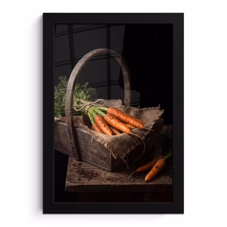 Poster met lijst - Wortels - Mand - Eten — 1
