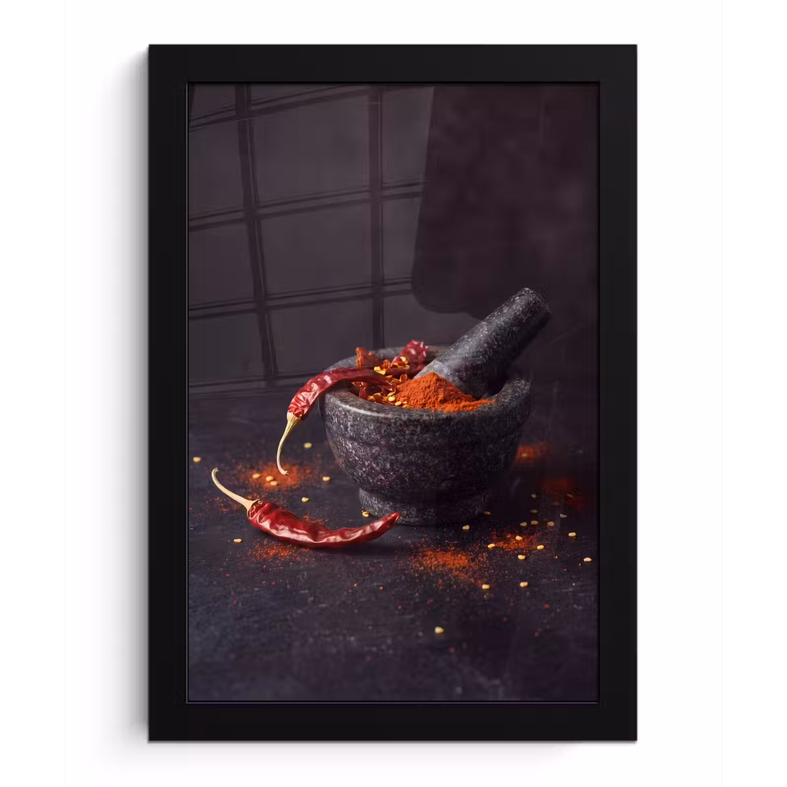 Poster met lijst - Specerijen - Vijzel - Rood — 1
