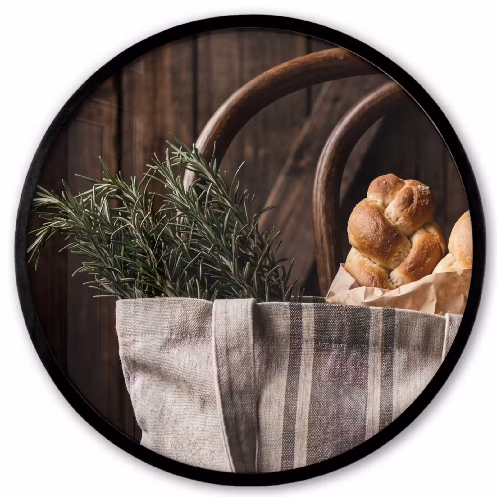 Ronde fotolijst - Brood - Kruiden - Eten — 1