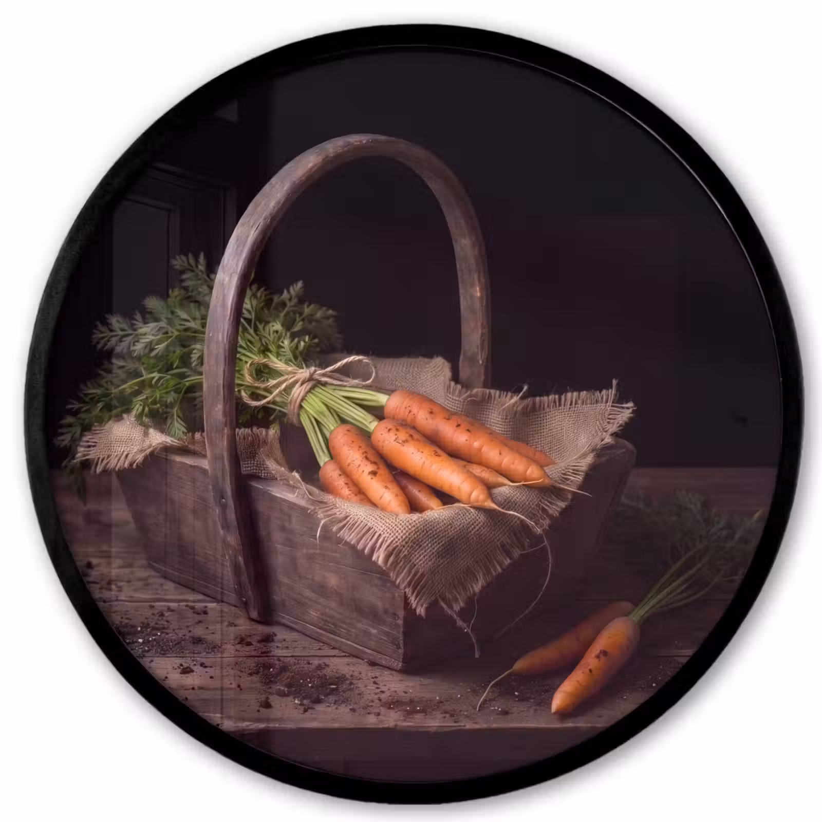 Ronde fotolijst - Wortels - Mand - Eten — 1