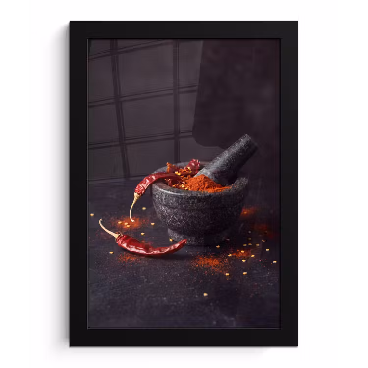 Poster met lijst - Specerijen - Vijzel - Rood — 1