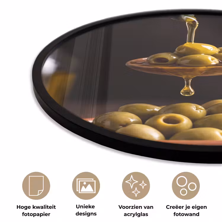 Ronde fotolijst - Olijven - Olijfolie - Eten — 2